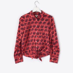 🐘J. Crew Elephant Print Tie Waist Button Down 🐘